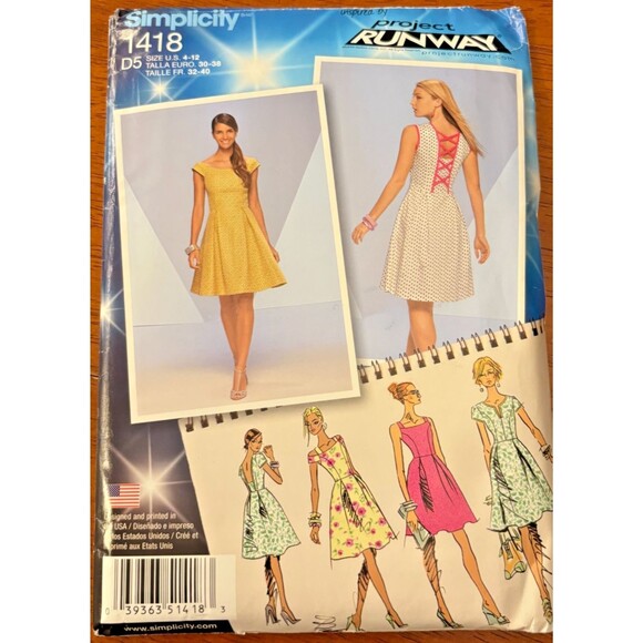 Simplicity Other - Simplicity 1418 Project Runway Dress Pattern D5 4-12 Corset Back Fit Flare